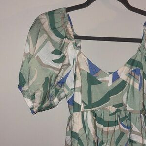 Nine West Green and Blue Abstract Dress